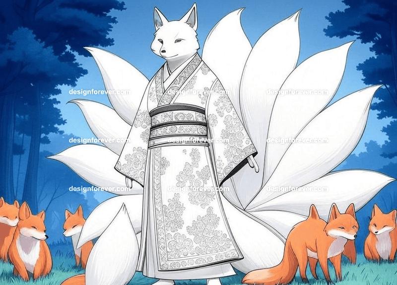 Kitsune in a silk kimono