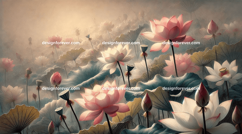 chinese traditional painting style of lotuses