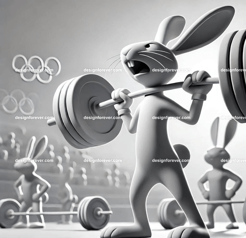 Anthropomorphs rabbit weight lifters at olympics