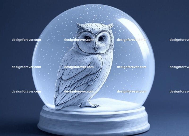 owl in glass bowl