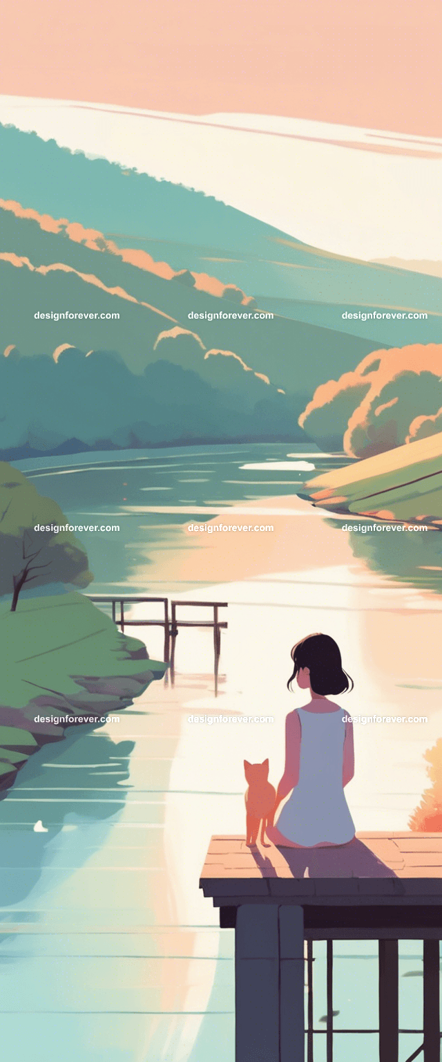 teen girl with a girl friend on tree branch of big old tree looking down at river