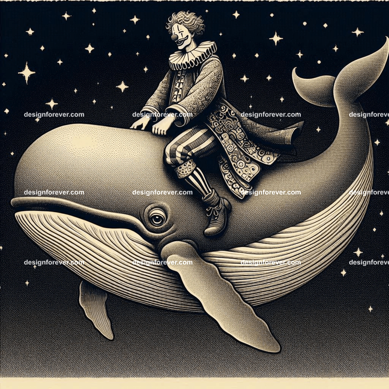 the clown riding the whale