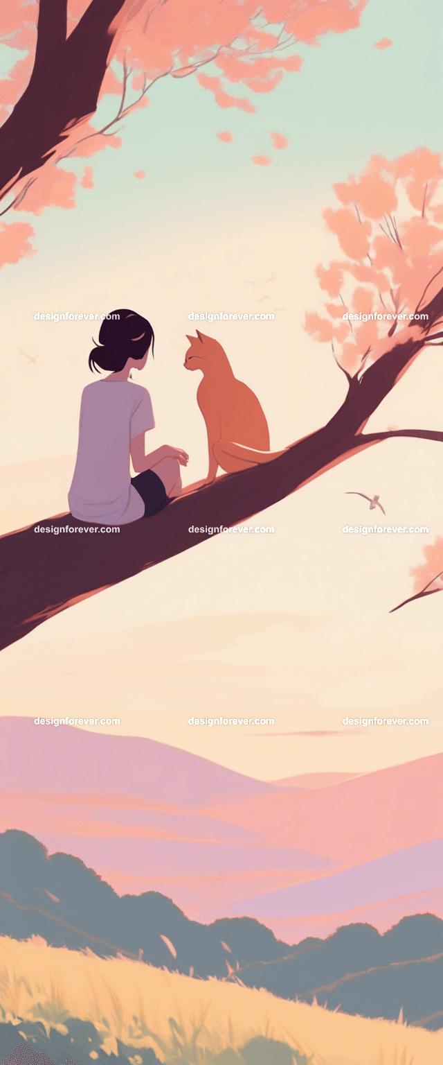 teen girl with a girl friend on tree branch of big old tree looking down at river