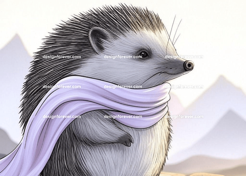 hedgehog as adventurer with hat