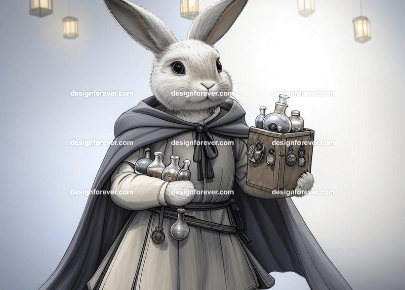 rabbit in a in a bustling market