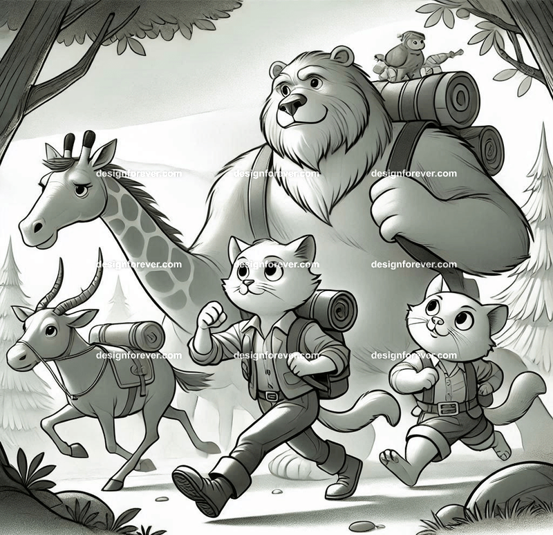 Animals as Storybook Adventurers – Characters styled like classic children's book illustrations, going on adventures
