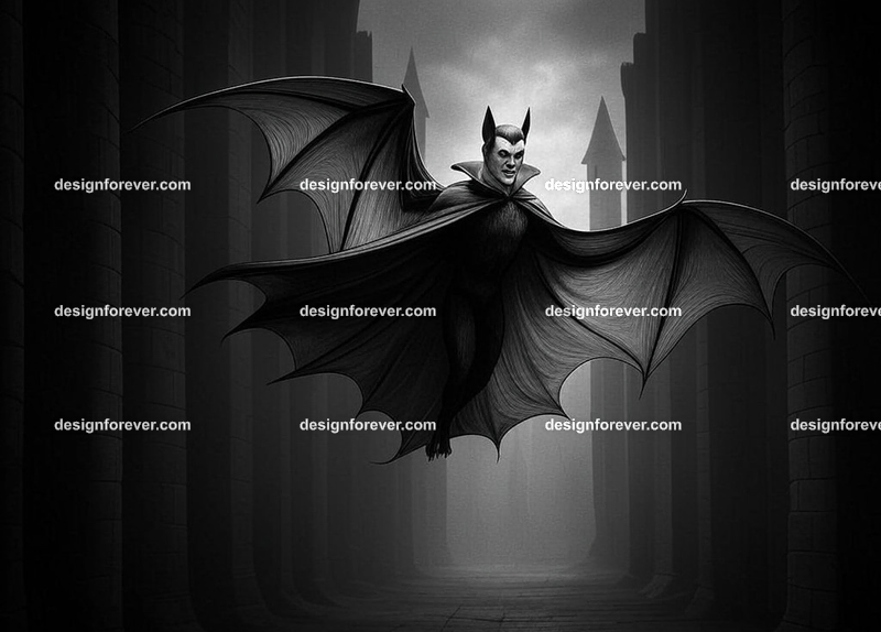 vampire morphing into bat in his castle