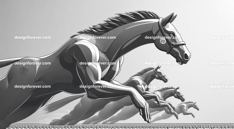 Anthropomorphs horse olympic swimmers