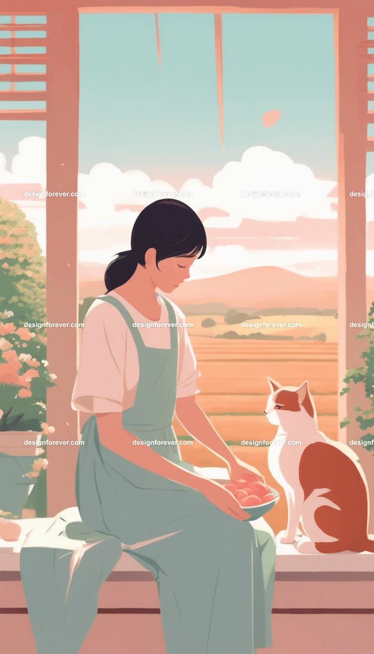 young woman cooking pork