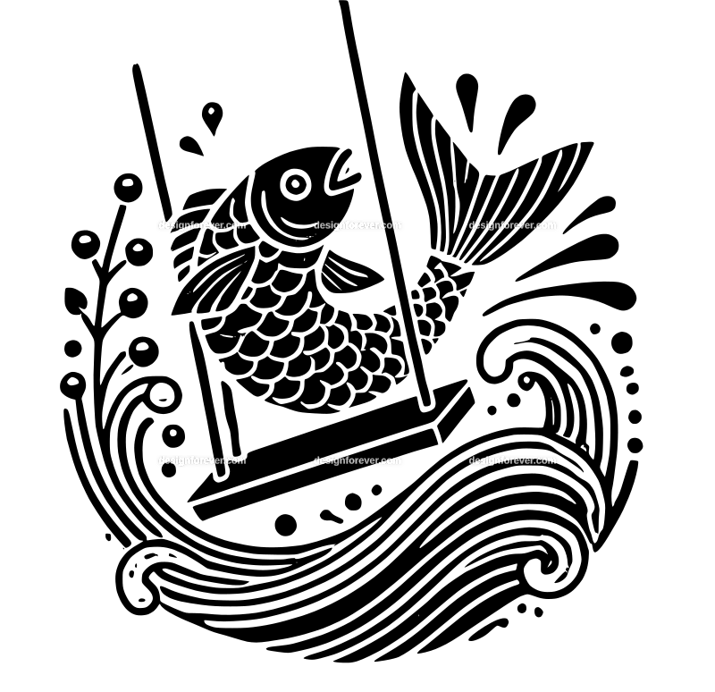 the swinging fish graphic logo