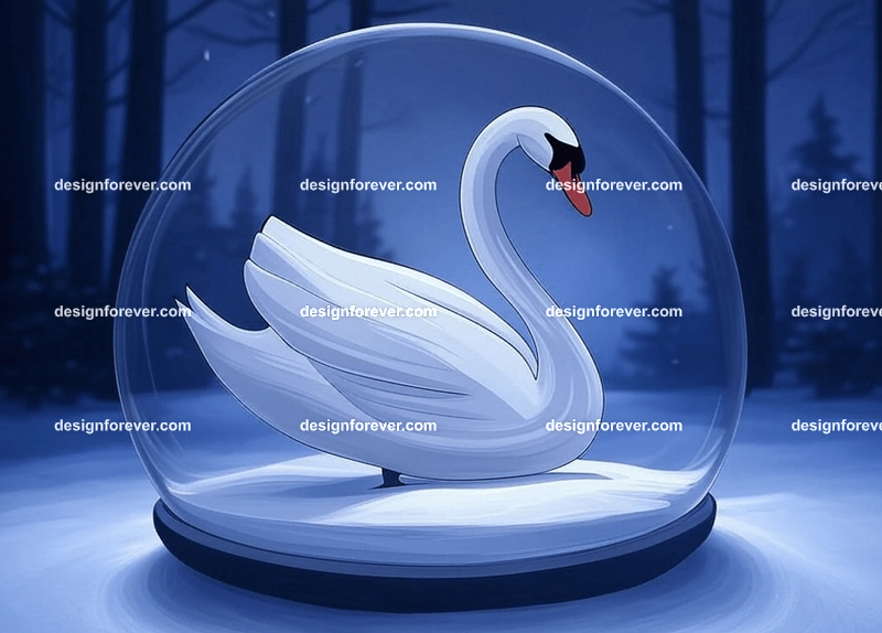 swan in crystal ball glass orb