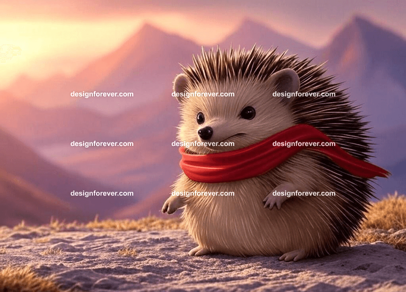 hedgehog as adventurer with hat