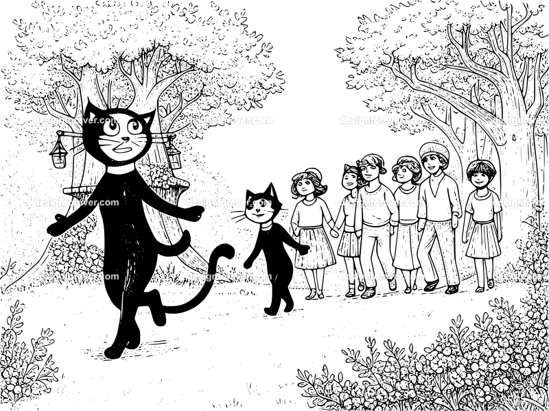 ms cat going to tree house with friends