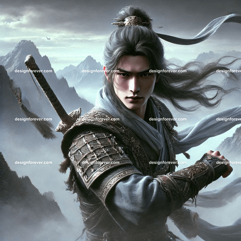wuxia warrior in the mountains