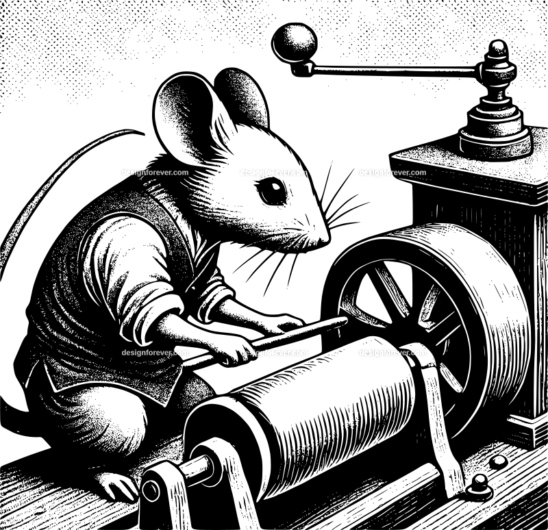 anthromorphic mouse working in a factory