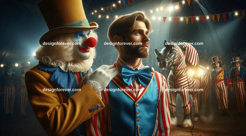 circus trainer with clown