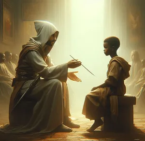 the orphan boy being taught by master assassin the art of killing