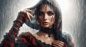 gypsy dancer in rain power gaze pure white background