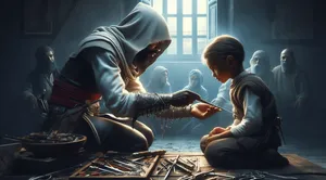 the orphan boy being taught by master assassin the art of killing