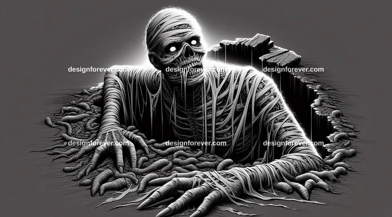 the mummy of the swamp crawling out of grave of maggots true horror