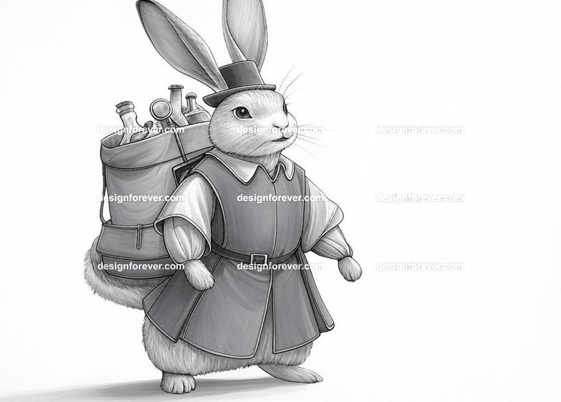 rabbit in a in a bustling market