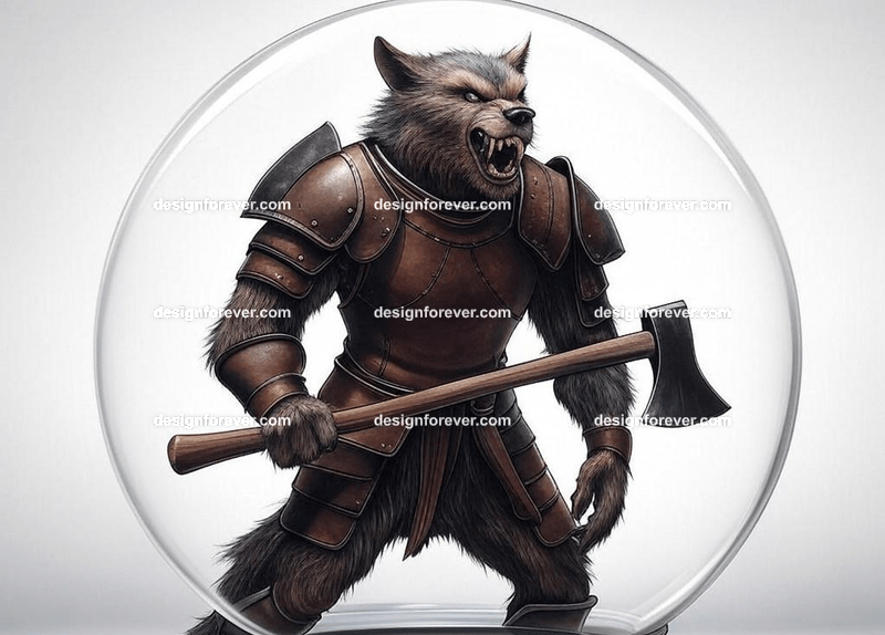 Werewolf clad in leather armor with an axe