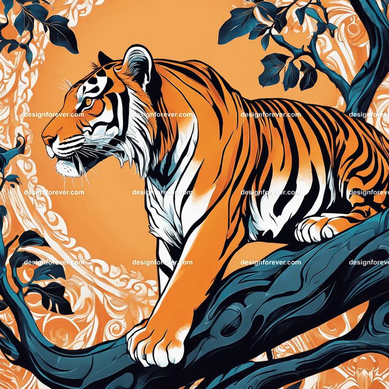 tiger on tree branch