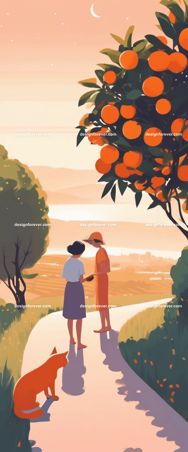 neighbors enjoying lunch under plum tree