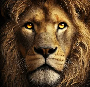a lion with golden eyes