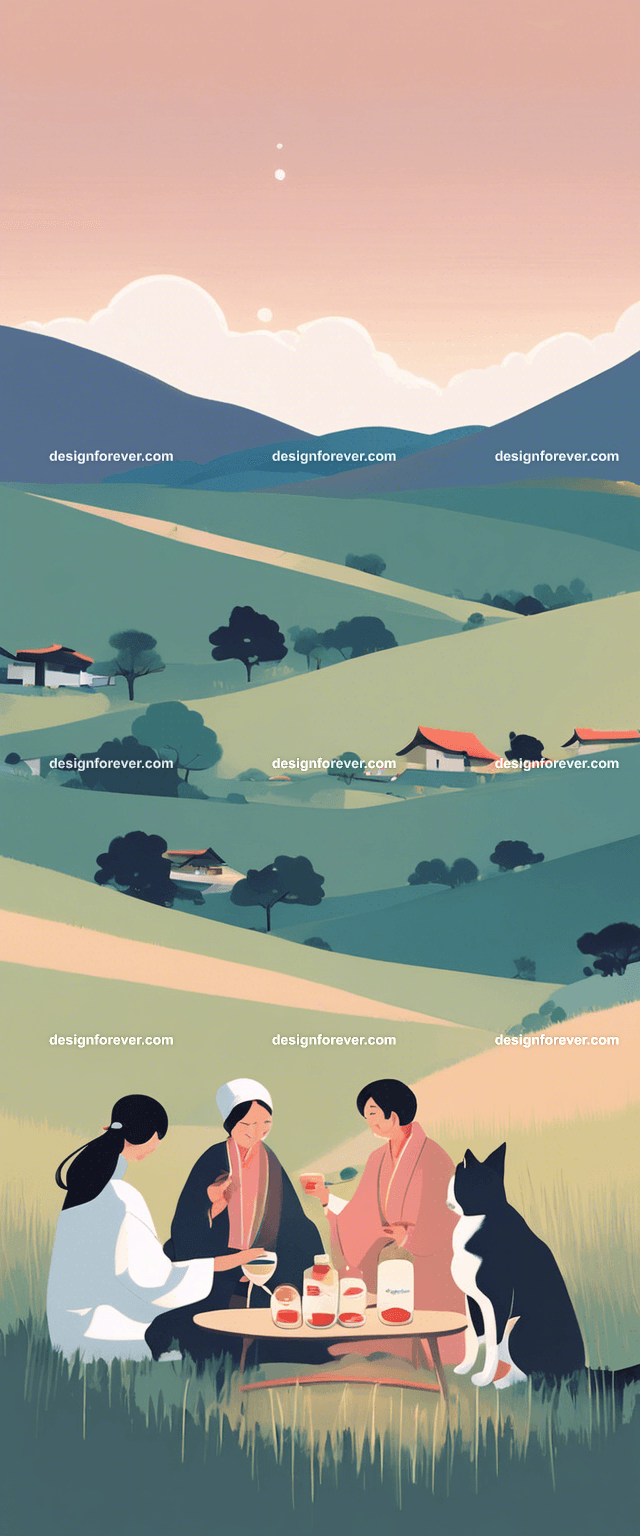 neighbors enjoying lunch under plum tree