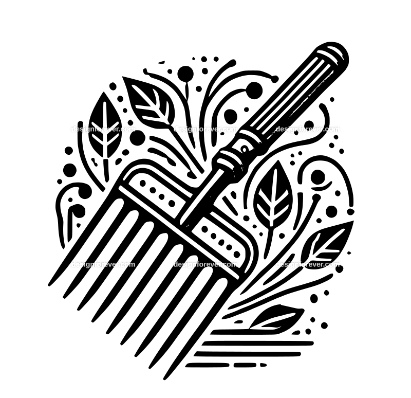 garden rake graphic logo