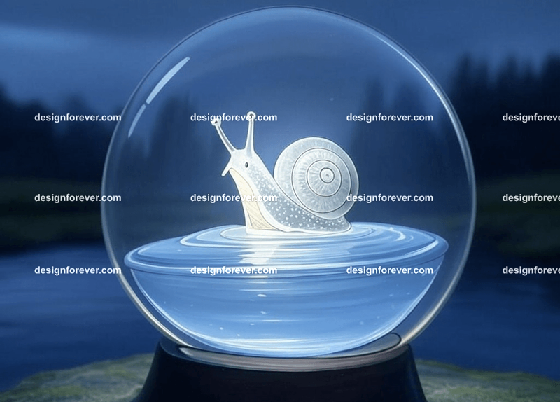 /imagine snail in a crystal ball