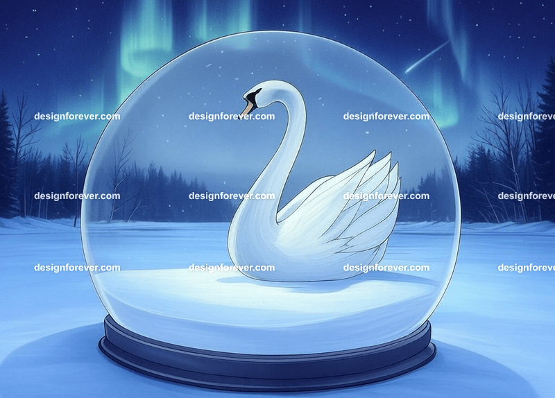 swan in crystal ball glass orb