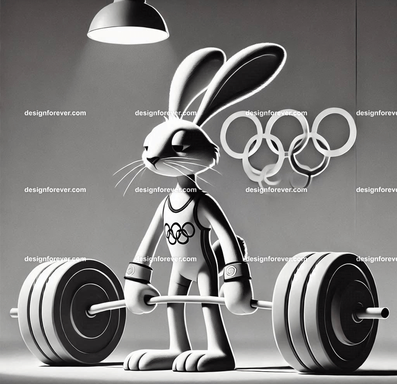 Anthropomorphs rabbit weight lifters at olympics