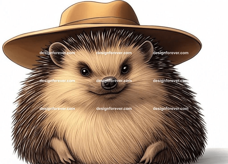 hedgehog as adventurer with hat