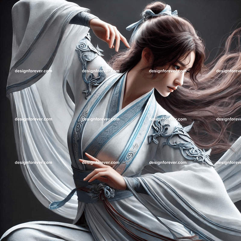 elite wuxia fighters with inner energy defense pose
