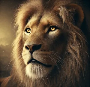 a lion with golden eyes