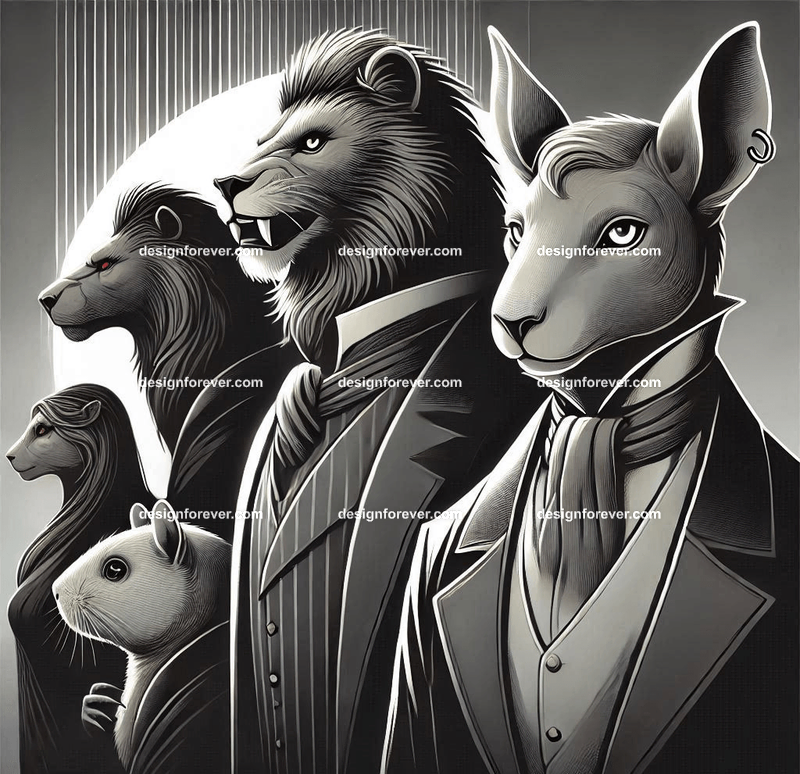 Animals styled as vampiric aristocrats