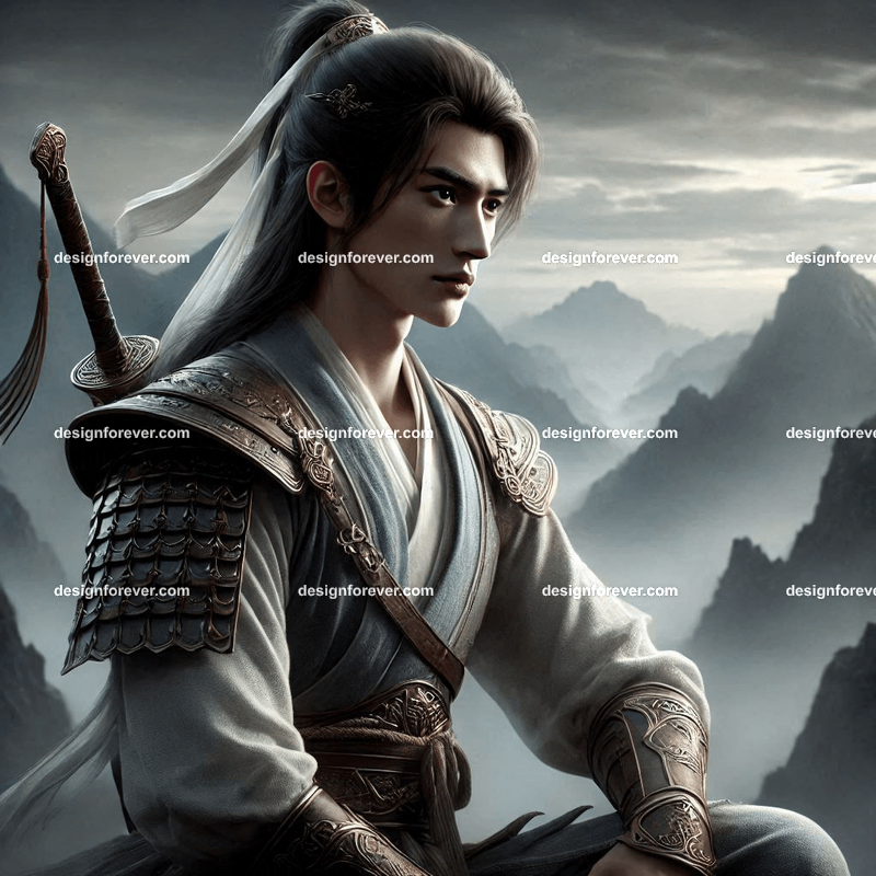 wuxia warrior in the mountains