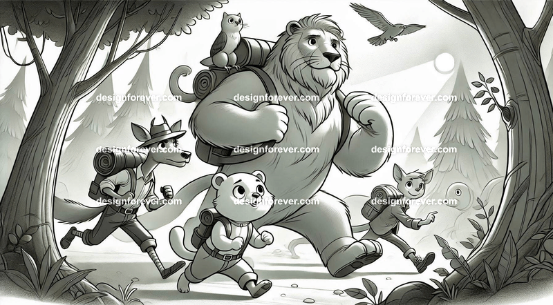 Animals as Storybook Adventurers – Characters styled like classic children's book illustrations, going on adventures