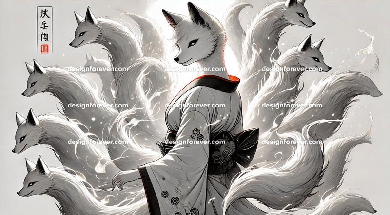 Kitsune in a silk kimono