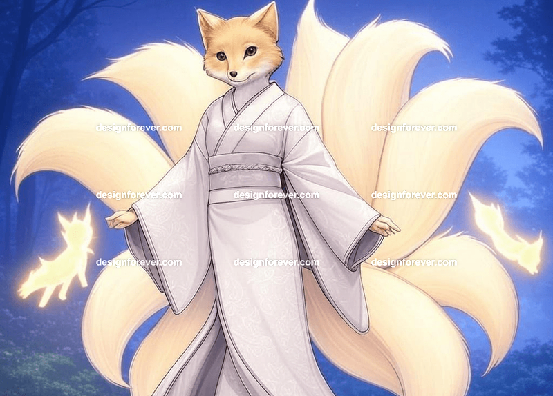 Kitsune in a silk kimono