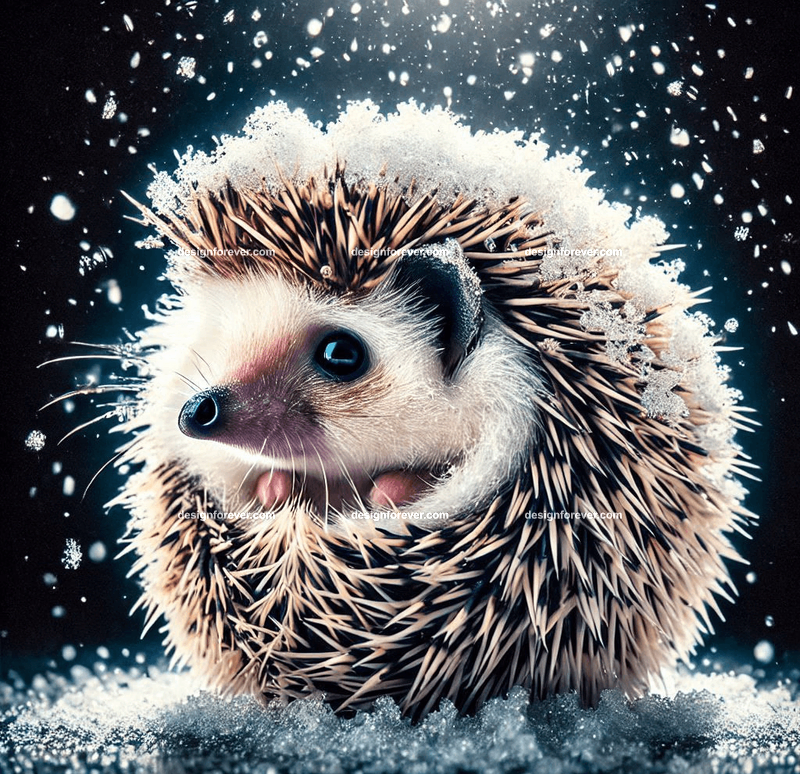 hedgehog in a snow ball
