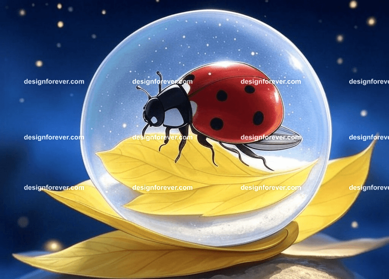 /imagine lady bug in a crystal ball