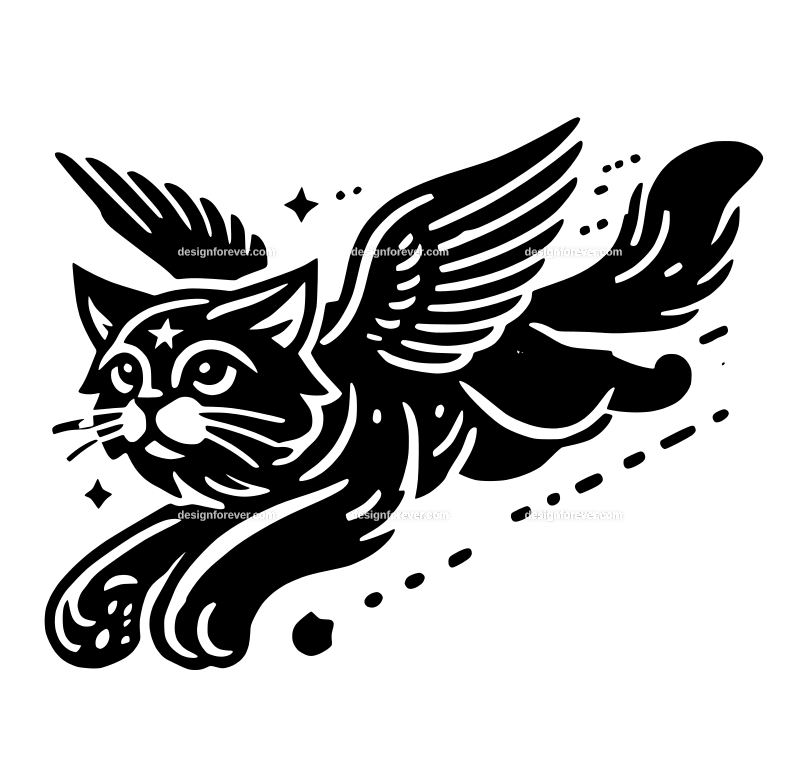 the flying cat graphic logo