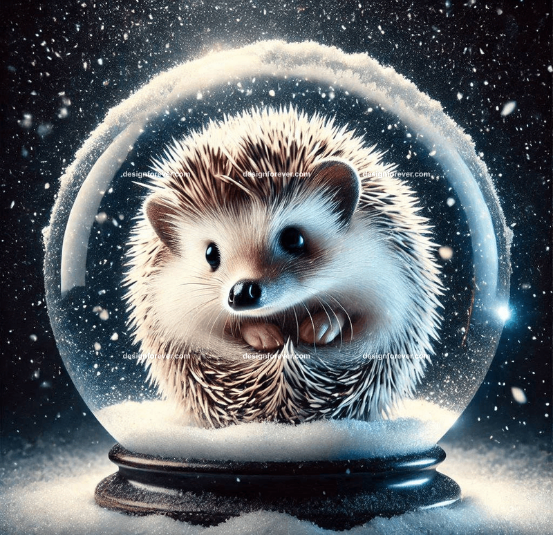 hedgehog in a snow globe