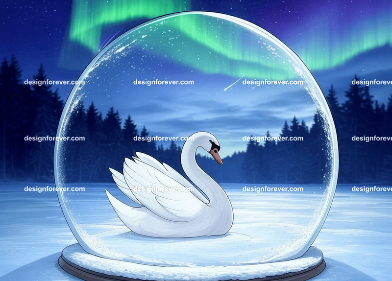 swan in crystal ball glass orb