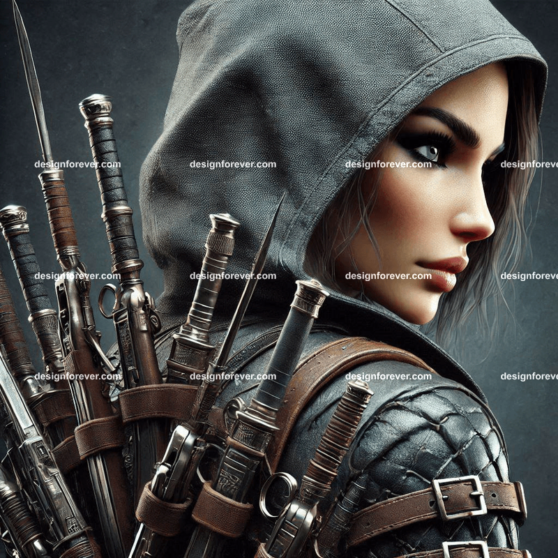 assassin in air with knives