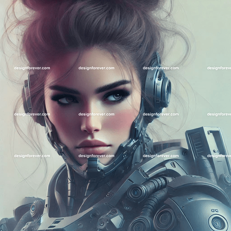 fierce woman in mobile suite armor like robotech