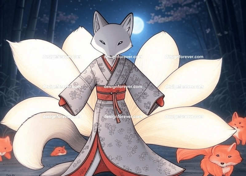 Kitsune in a silk kimono